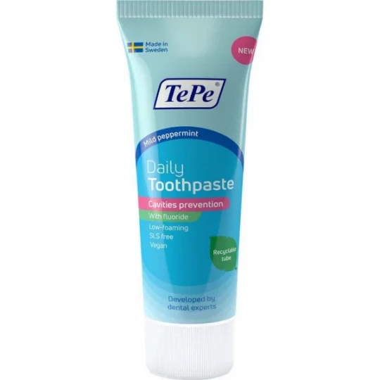 TePe Daily Dentifrice Enfant Dès 7 Ans Avec Fluor Goût Menthe Douce 75 ml