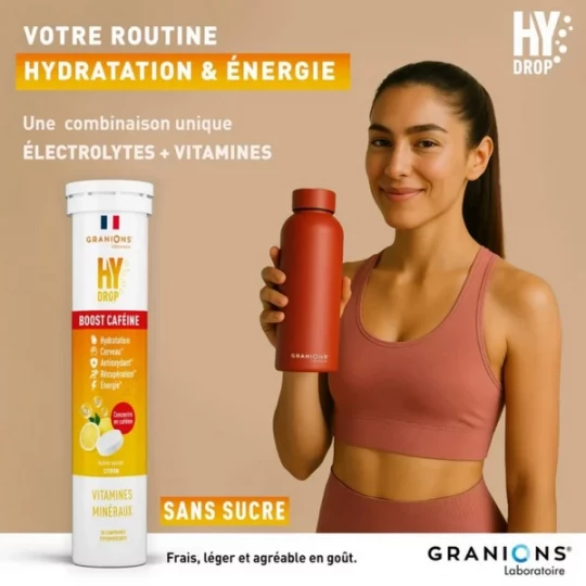 Granions Hydrop Pastille Hydratation Électrolytes à la Caféine Goût Citron x 20 - image 3