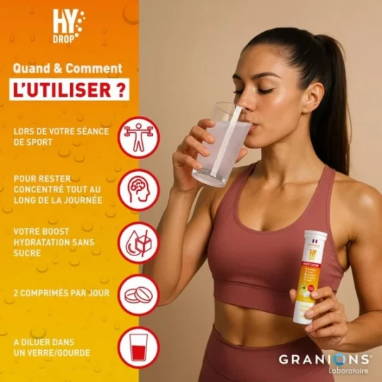 Granions Hydrop Pastille Hydratation Électrolytes à la Caféine Goût Citron x 20 - image 4