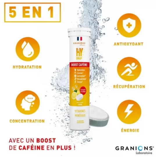 Granions Hydrop Pastille Hydratation Électrolytes à la Caféine Goût Citron x 20 - image 6