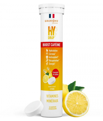Granions Hydrop Pastille Hydratation Électrolytes à la Caféine Goût Citron x 20
