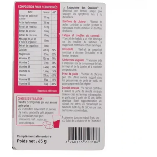 Granions Ménopause 6-en-1 Sans Hormones Comprimés x 60 - image 2