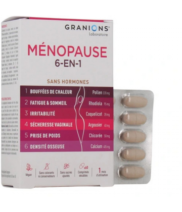 Granions Ménopause 6-en-1 Sans Hormones Comprimés x 60