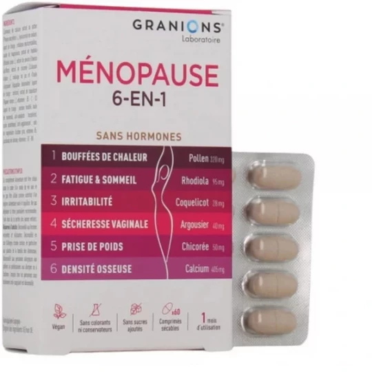 Granions Ménopause 6-en-1 Sans Hormones Comprimés x 60