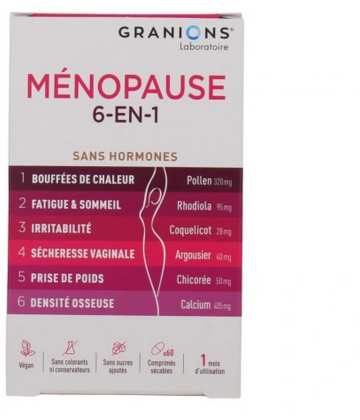 Granions Ménopause 6-en-1 Sans Hormones Comprimés x 60
