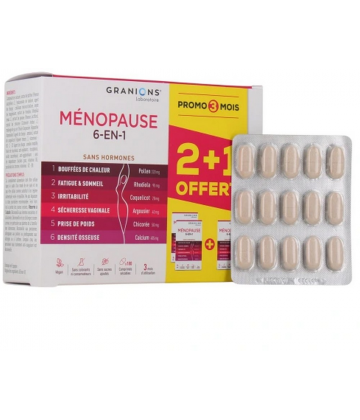Granions Ménopause 6-en-1 Sans Hormones Comprimés x 180 2 + 1 Offert