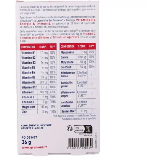 Granions Vitamineris Immunité Comprimés x 28 - image 2