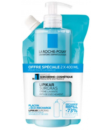 La Roche-Posay Lipikar Surgras Crème Lavante Anti-Dessèchement 400 ml + Recharge