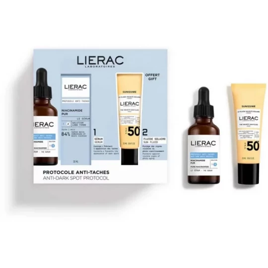 Lierac Protocole Sérum Anti-Taches Niacinamide Pur 30 ml + Sunissime Le Fluide Velouté Solaire Visage SPF50+ 25 ml Offert - image 2