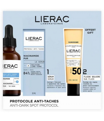 Lierac Protocole Sérum Anti-Taches Niacinamide Pur 30 ml + Sunissime Le Fluide Velouté Solaire Visage SPF50+ 25 ml Offert