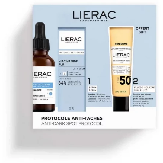 Lierac Protocole Sérum Anti-Taches Niacinamide Pur 30 ml + Sunissime Le Fluide Velouté Solaire Visage SPF50+ 25 ml Offert - image 3