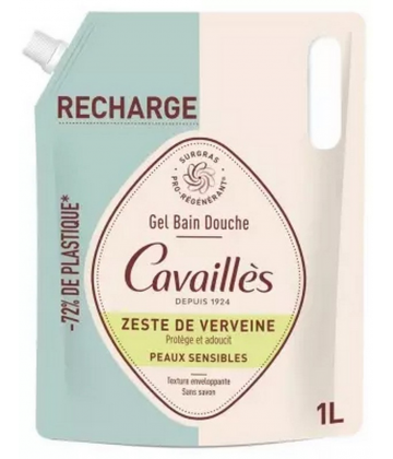 Rogé Cavaillès Surgras Pro-Régénérant Gel Bain Douche Zeste de Verveine Recharge 1L
