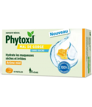 Phytoxil Mal de Gorge Sans Sucre Miel Citron Pastilles x 16