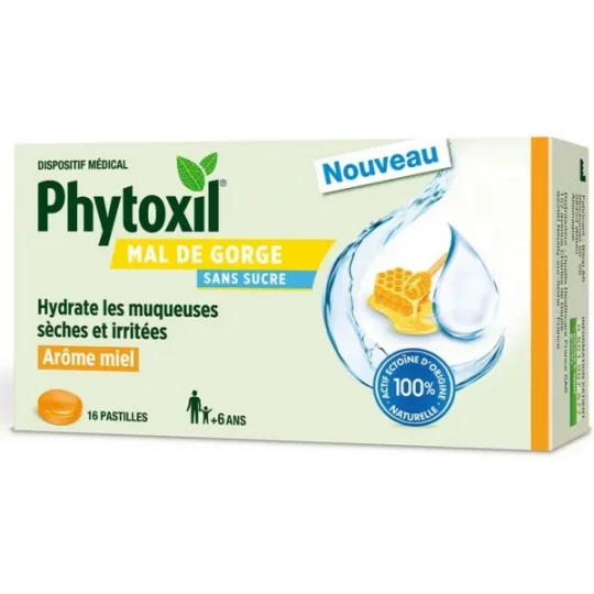 Phytoxil Mal de Gorge Sans Sucre Miel Citron Pastilles x 16