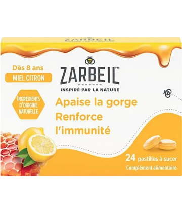 Zarbeil Pastilles Gorge et Immunité arôme Miel-Citron x 24