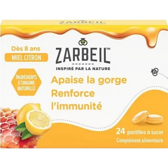 Zarbeil Pastilles Gorge et Immunité arôme Miel-Citron x 24