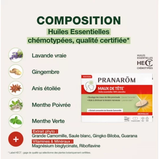 Pranarôm Aromalgic Maux de Tête Comprimés x 8 - image 3