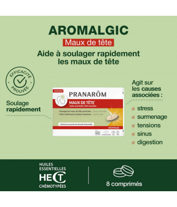 Pranarôm Aromalgic Maux de Tête Comprimés x 8