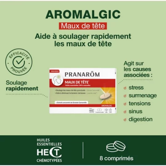 Pranarôm Aromalgic Maux de Tête Comprimés x 8 - image 5