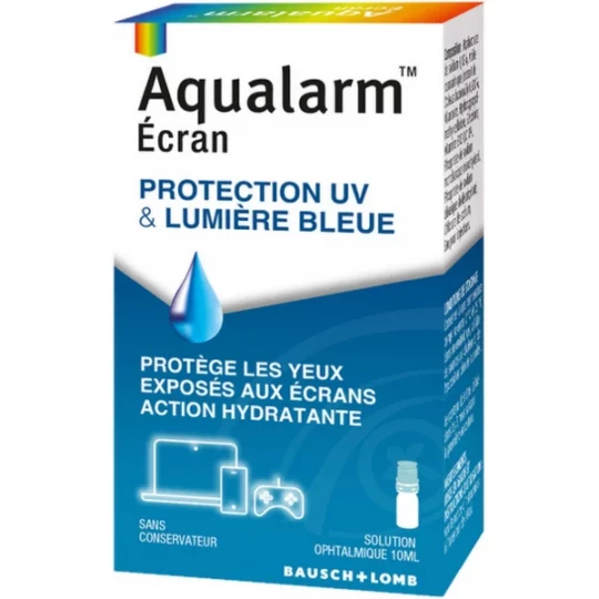 Aqualarm Écran Protection UV & Lumière Bleu Solution Ophtalmique 10 ml