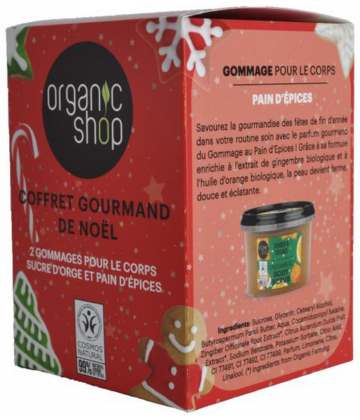 Organic Shop Coffret Gourmand de Noël Sucre d'Orge et Pain d'Épices 2 Gommages Corps