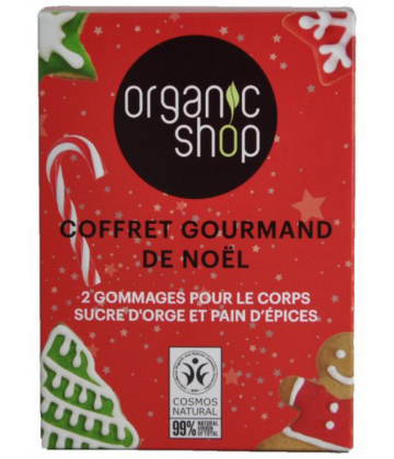 Organic Shop Coffret Gourmand de Noël Sucre d'Orge et Pain d'Épices 2 Gommages Corps