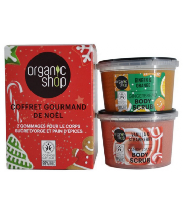 Organic Shop Coffret Gourmand de Noël Sucre d'Orge et Pain d'Épices 2 Gommages Corps