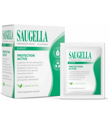 Saugella Antiseptique Naturel Expert Protection Active Lingettes x 10