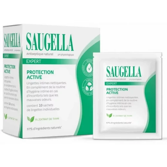 Saugella Antiseptique Naturel Expert Protection Active Lingettes x 10