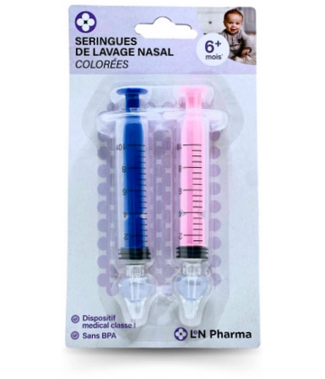 L2N Pharma Seringues Nasales Bébé Colorées 10 ml x 2