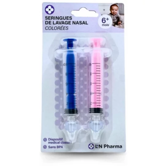 L2N Pharma Seringues Nasales Bébé Colorées 10 ml x 2