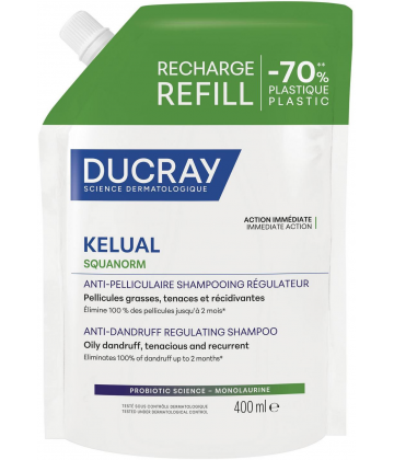 Ducray Kelual Squanorm Shampoing Régulateur Anti-Pelliculaire Recharge 400 ml