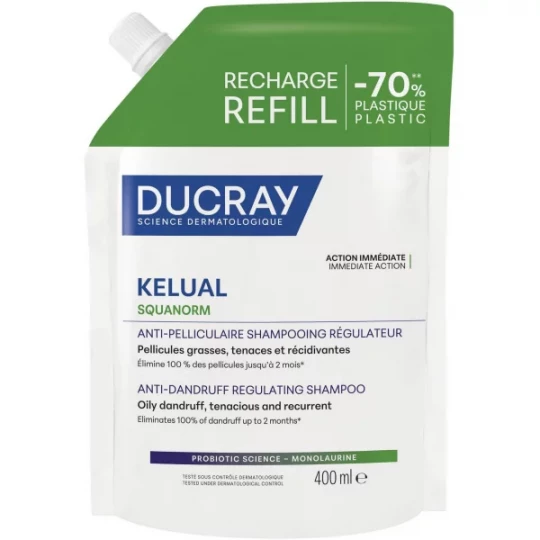 Ducray Kelual Squanorm Shampoing Régulateur Anti-Pelliculaire Recharge 400 ml