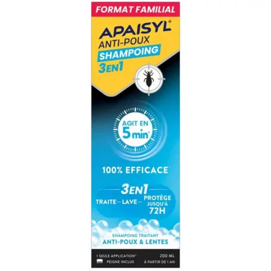Apaisyl Anti-Poux Shampooing 3 en 1
