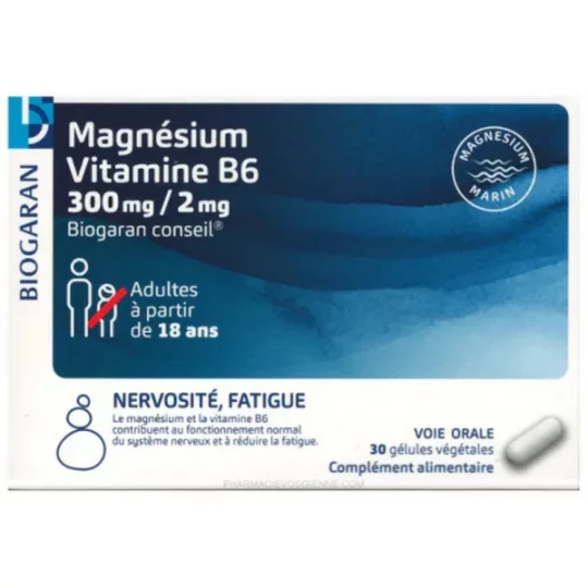 Biogaran Magnésium Vitamine B6 300 mg / 2 mg Gélules x 30