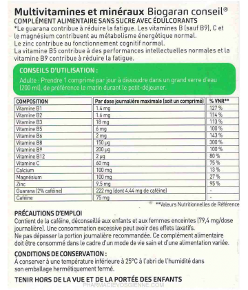 Biogaran Conseil Multivitamines et Minéraux Comprimés x 20 - image 4
