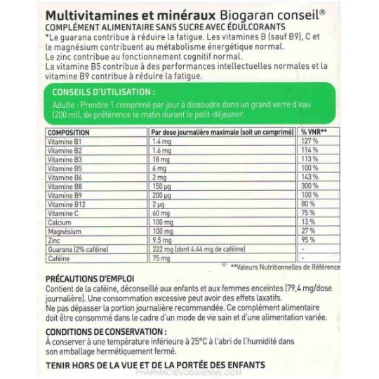 Biogaran Conseil Multivitamines et Minéraux Comprimés x 20 - image 2