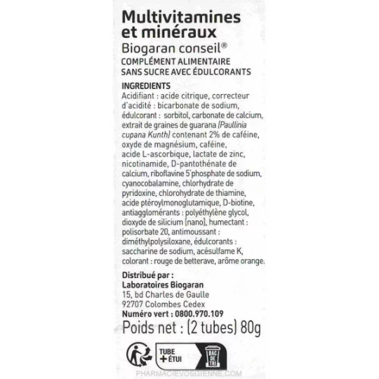 Biogaran Conseil Multivitamines et Minéraux Comprimés x 20 - image 3