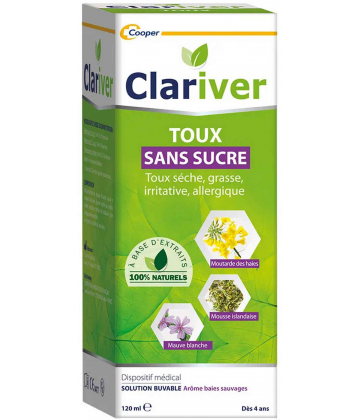 Clariver Toux Sans Sucre Solution Buvable 120 ml