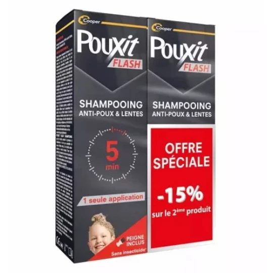 Pouxit Flash Shampooing Anti-Poux & Lentes 2 x 100 ml
