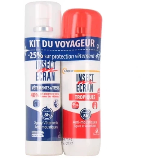 Insect Écran Tropiques Anti-moustiques Spray 75 ml + Spray Vêtements Anti-moustiques 100 ml