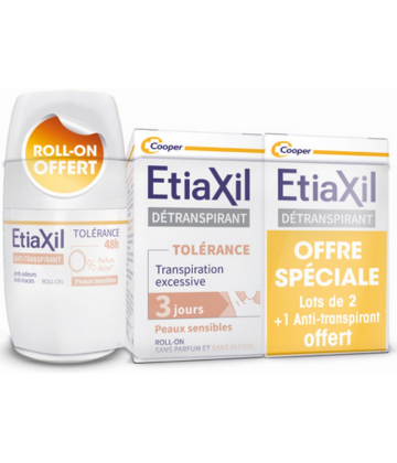 Etiaxil Lot Roll-On Détranspirant 2 x 50 ml + Anti-Transpirant Offert