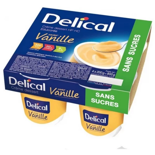 Delical Crème Dessert HP/HC Sans Sucre Vanille 4 x 200 g