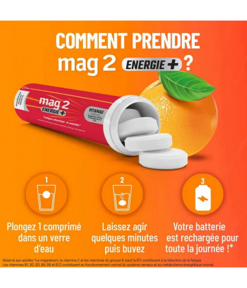 Mag 2 Énergie+ Goût Orange Pressée Comprimés x 30