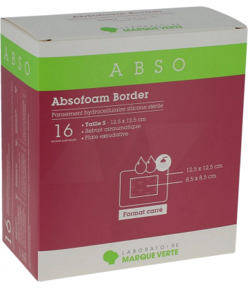Absofoam Border Pansements hydrocellulaires 12,5 cm x 12,5 cm x 16