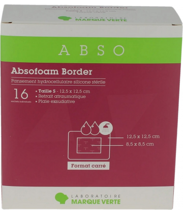Absofoam Border Pansements hydrocellulaires 12,5 cm x 12,5 cm x 16
