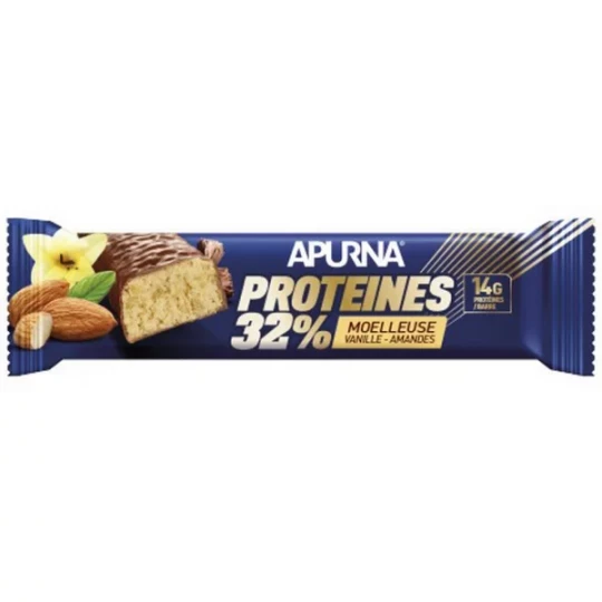 Apurna Barre Hyperprotéinée Moelleuse 32% Vanille-Amande 45 g