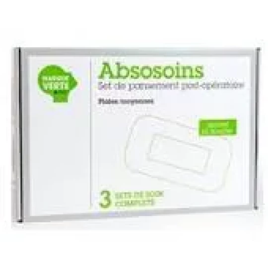 Marque Verte Absosoins Set de Pansements Post-Op Moyennes Plaies