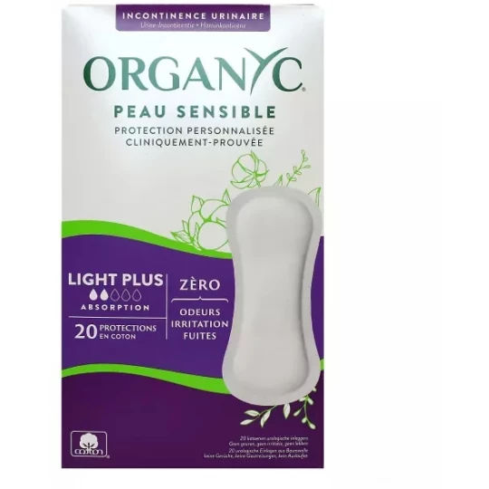 Organyc Peau Sensible Protection Fuites Urinaires Serviettes Légères x 20