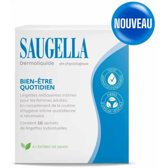Saugella Dermoliquide Lingettes nettoyantes intimes x 10 - image 4